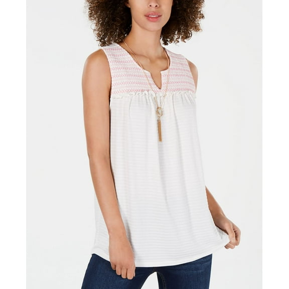 Style & Co Women’s Embroidered Pink Combo Top X-Small