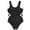 Black, variant on Grblisyd Girls Swimsuit Crew Neck Solid Color One Piece Swimwear Cut-Out Bathing Suit for Girls 10-12Y