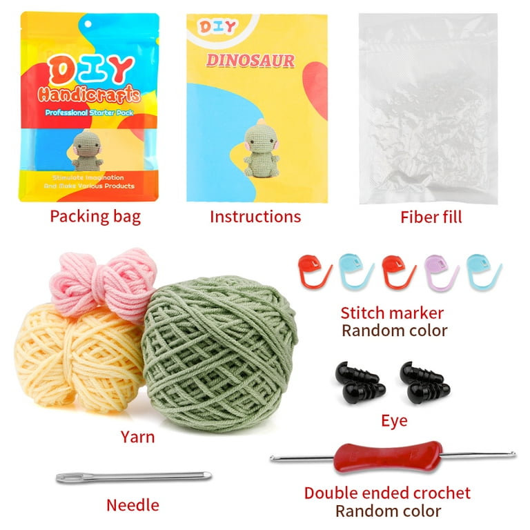  ZMAAGG Beginners Crochet Kit, Crochet Animal Kit, Knitting Kit  with Yarn, Polyester Fiber, Step-by-Step Instructions Video, Crochet  Starter Kit for Beginner DIY Craft (Purple Dinosaur) : Everything Else