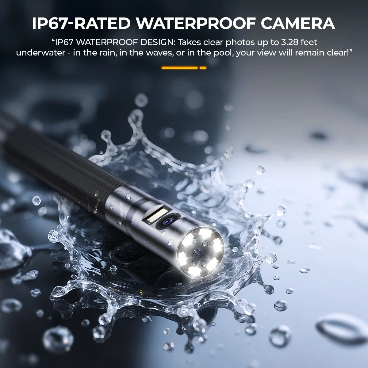 ANCEL Industrial Borescope 4.3" Snake Camera 6.5MM Endoscope, Two-Way HD Endoscope with 7 LED Lights Car Inspection Tool, IP67 Waterproof for Automotive Engine HVAC Wall and Pipe Inspection