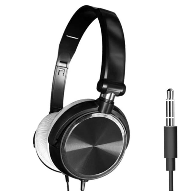 Foldable Wired Computer Headphones with Microphone, 3.5mm Jack Heavy Bass Stereo Over-Ear Headset
