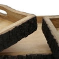 thumbnail image 3 of 20, 18, 16 Inch Set of 3 Wood Serving Trays, Tree Bark Accent, Natural Brown, 3 of 5