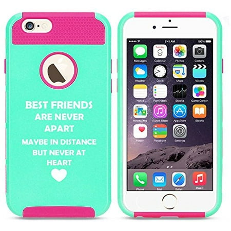 Apple iPhone 6 Plus 6s Plus Shockproof Impact Hard Soft Case Cover Best Friends Long Distance Love (Light Blue-Hot