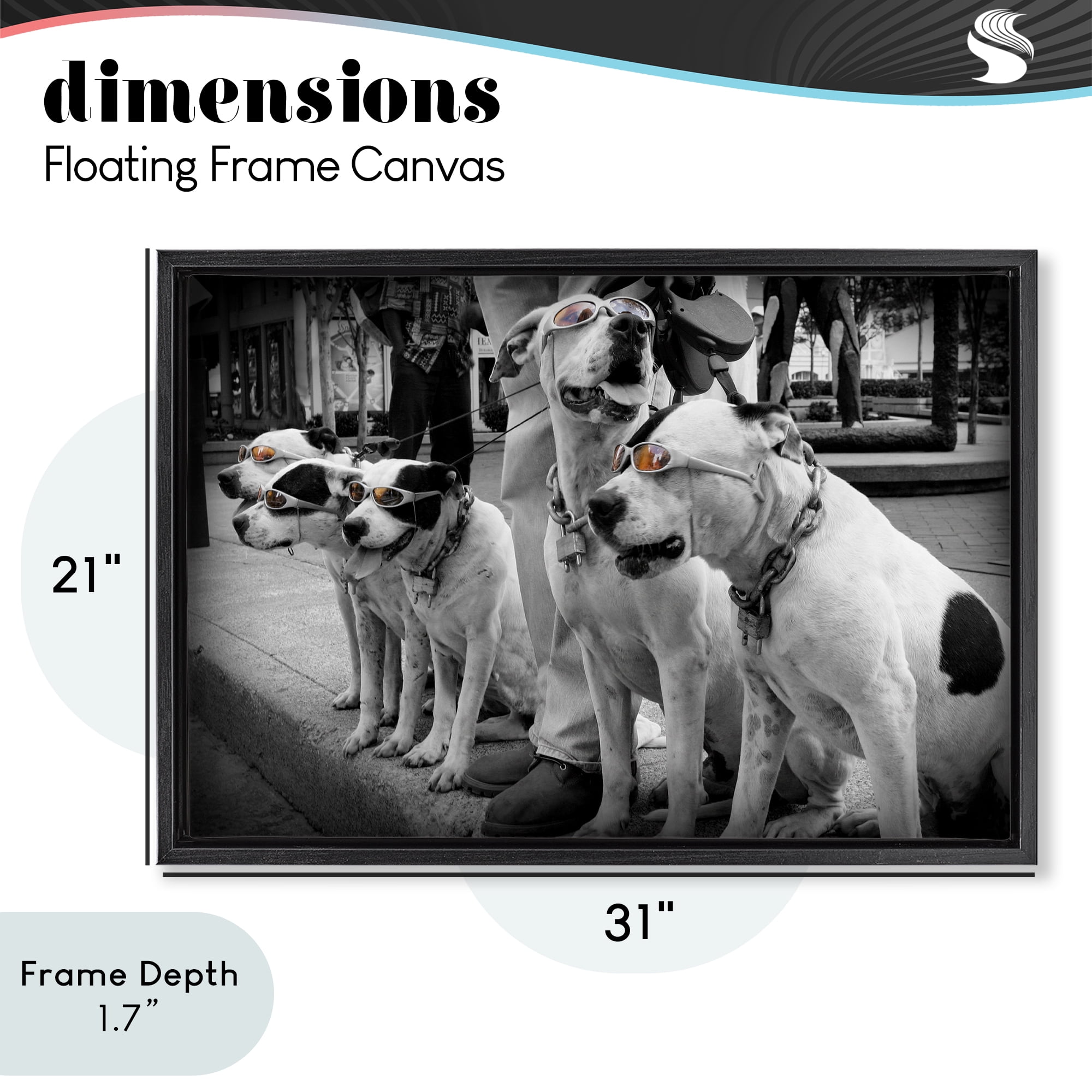 Stupell Industries Afternoon Stroll Pups Black Framed Floater Canvas Wall Art, design by Scott Henderson