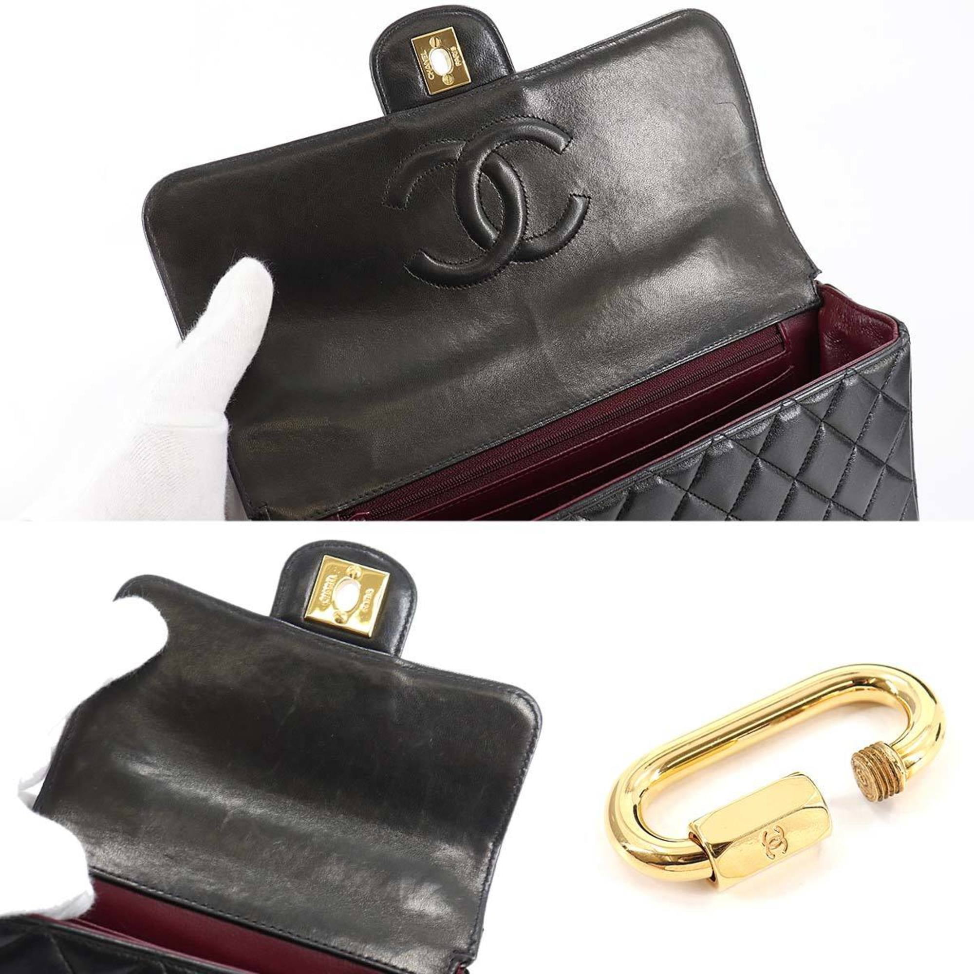Pre-Owned Chanel CHANEL matelasse parent and child bag hand leather black  gold metal fittings vintage Matelasse Pair Bag (Like New) 