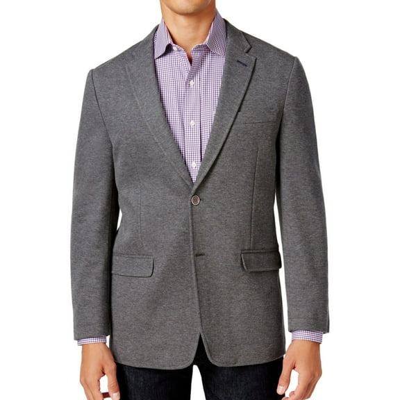 Tommy Hilfiger Mens Knit Two Button Blazer Jacket, Grey, 40 Long