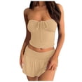 thumbnail image 1 of Conjunto elegante de dos piezas para mujer: top sin tirantes con falda plisada asimétrica de doble capa, 1 of 8