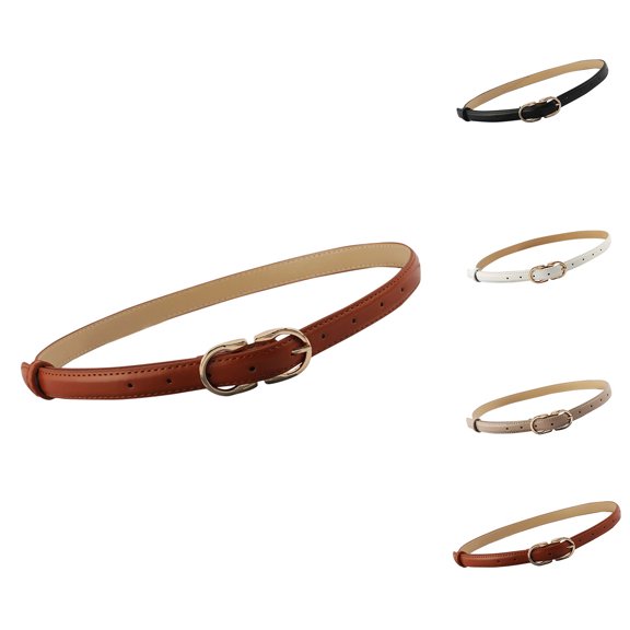 Nmnitkp Belts for Women Adjustable Thin PU Leather Belt, Lock Buckle Fashion Waist Belt for Dresses, Jeans, Daily Casual & Office Wear Wine,Free Size
