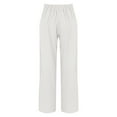 thumbnail image 6 of White Womens Pants Women's Solid Colored Cotton and Linen Button Down Wide Leg Long Pants with Loose Outer Pockets Casual Pants Women, 6 of 6