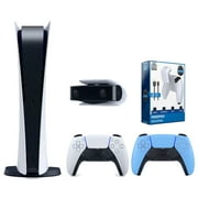 Sony Playstation 5 Digital Edition Console with Extra Blue Controller, 1080p HD Camera and Surge PowerPack Battery Pack & Charge Cable Bundle
