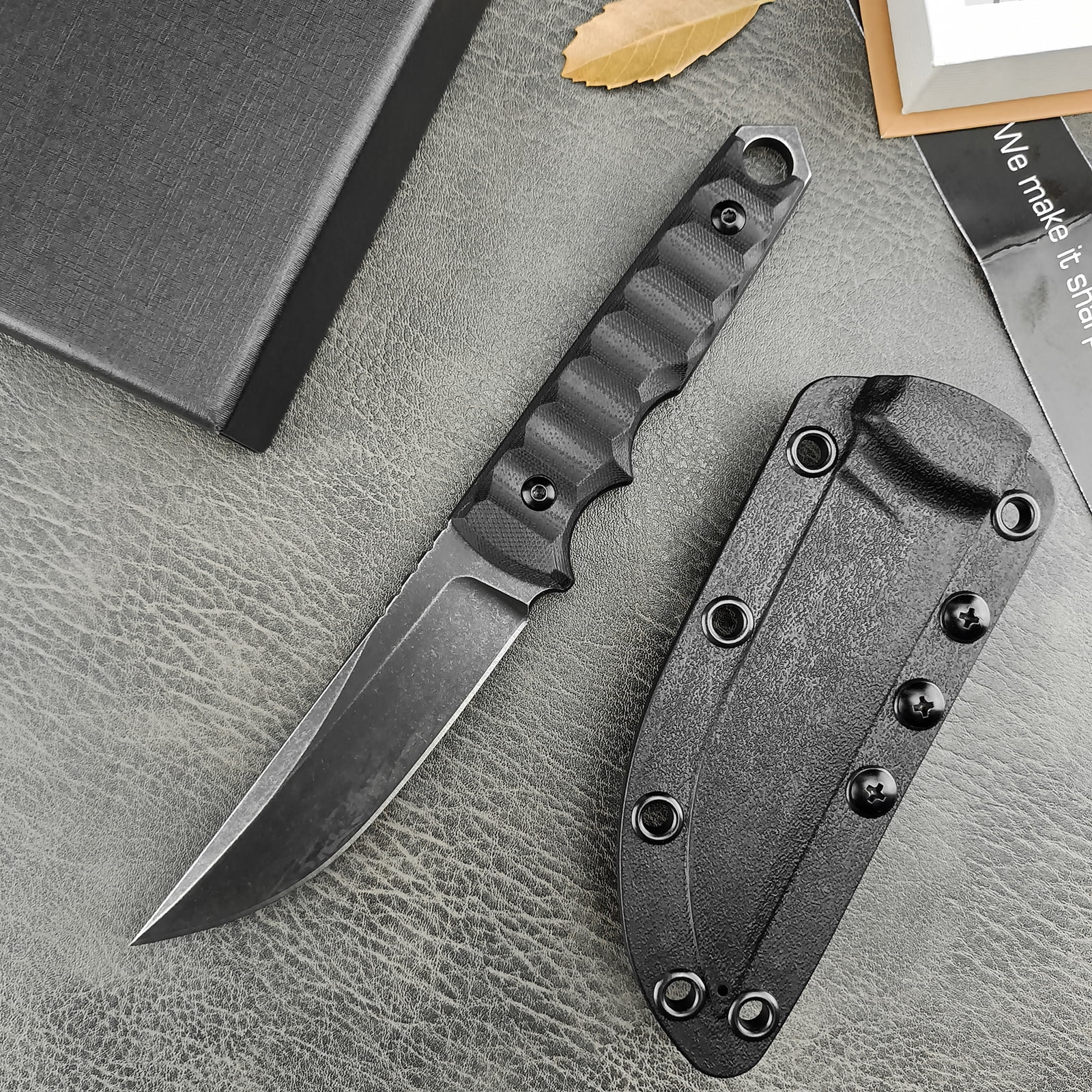 8" Outdoor Camping Hunting Survival Fixed Blade Fishing Knife with Kydex Sheath