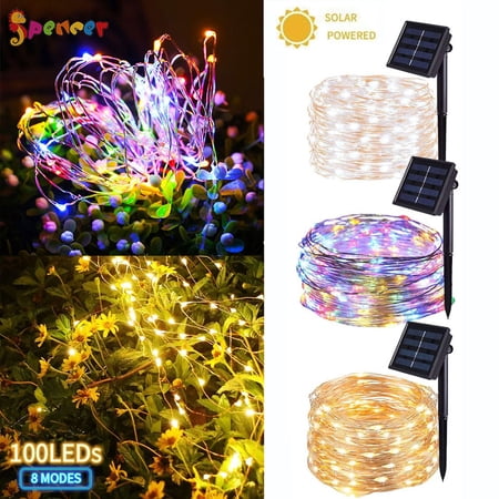 Spencer Solar Outdoor String Lights for Patio  32.8ft 100LED Solar Powered Fairy Lights Waterproof Decoration Copper Wire Lights for GardenTrees Christmas Wedding Party  White price history on PriceWatchPro