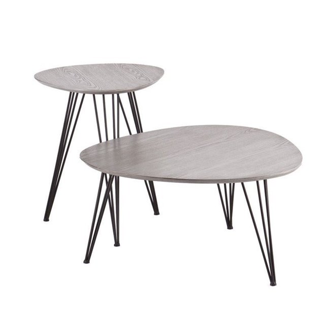 Holly & Martin Ensemble de Table Basse 2 Pièces Bannock en Gris Mat