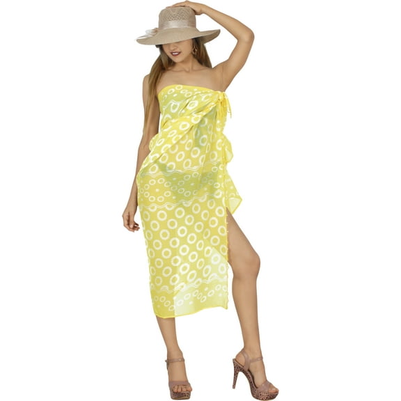 HAPPY BAY Women's Beachwear Summer Bikini Wraps Beach Wrap Swimwear Sarong Swim Cover up Skirt Bathing suit Swimsuit Pareo Coverups for Women One Size Yellow, Partout