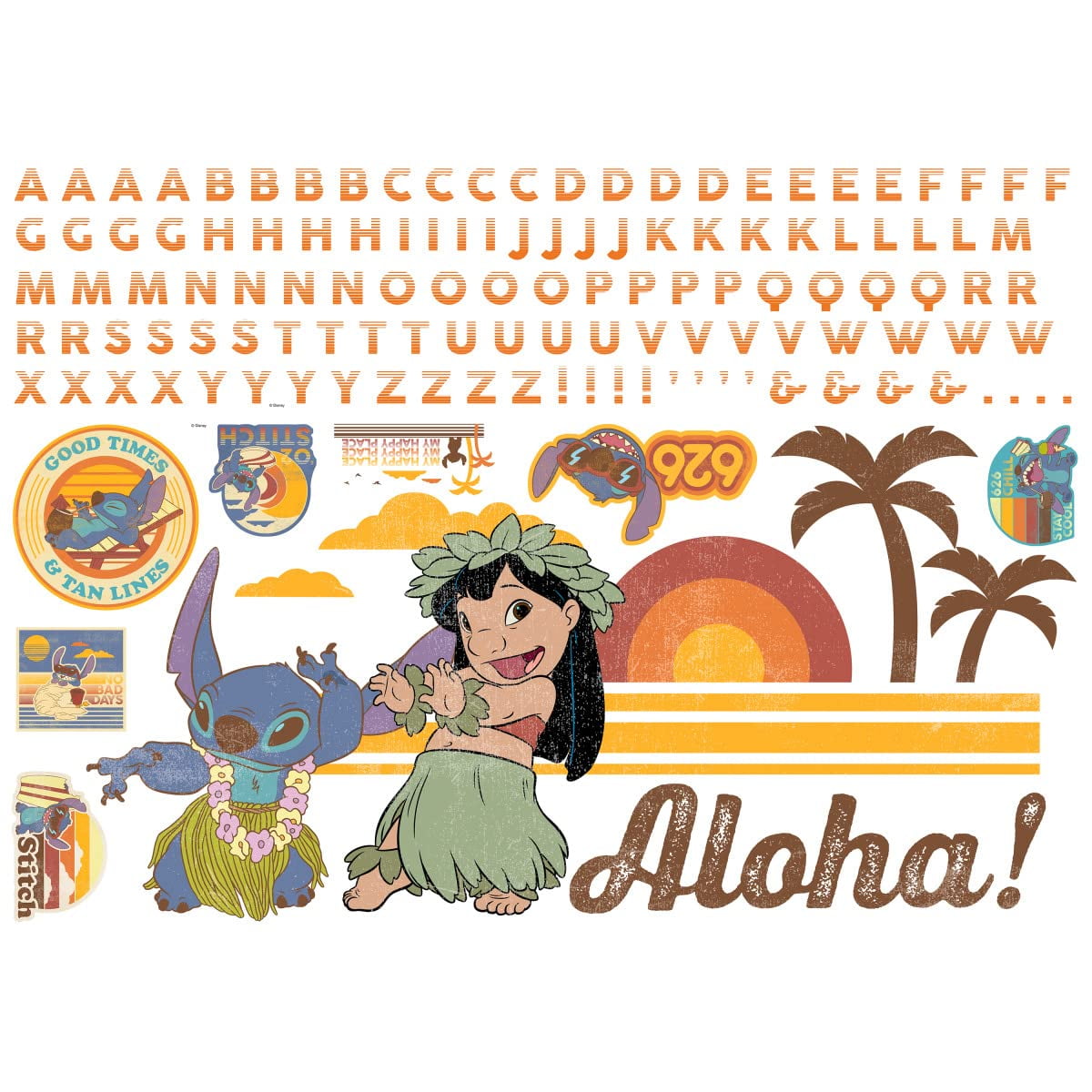 Adhesivos de pared Disney Lilo y Stitch Giant con alfabeto | Walmart en ...