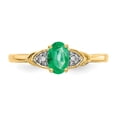 thumbnail image 5 of 14K Yellow Gold Ring Band with Stones (05) May Emerald Oval Green Diamond Round, Size 6, 5 of 5