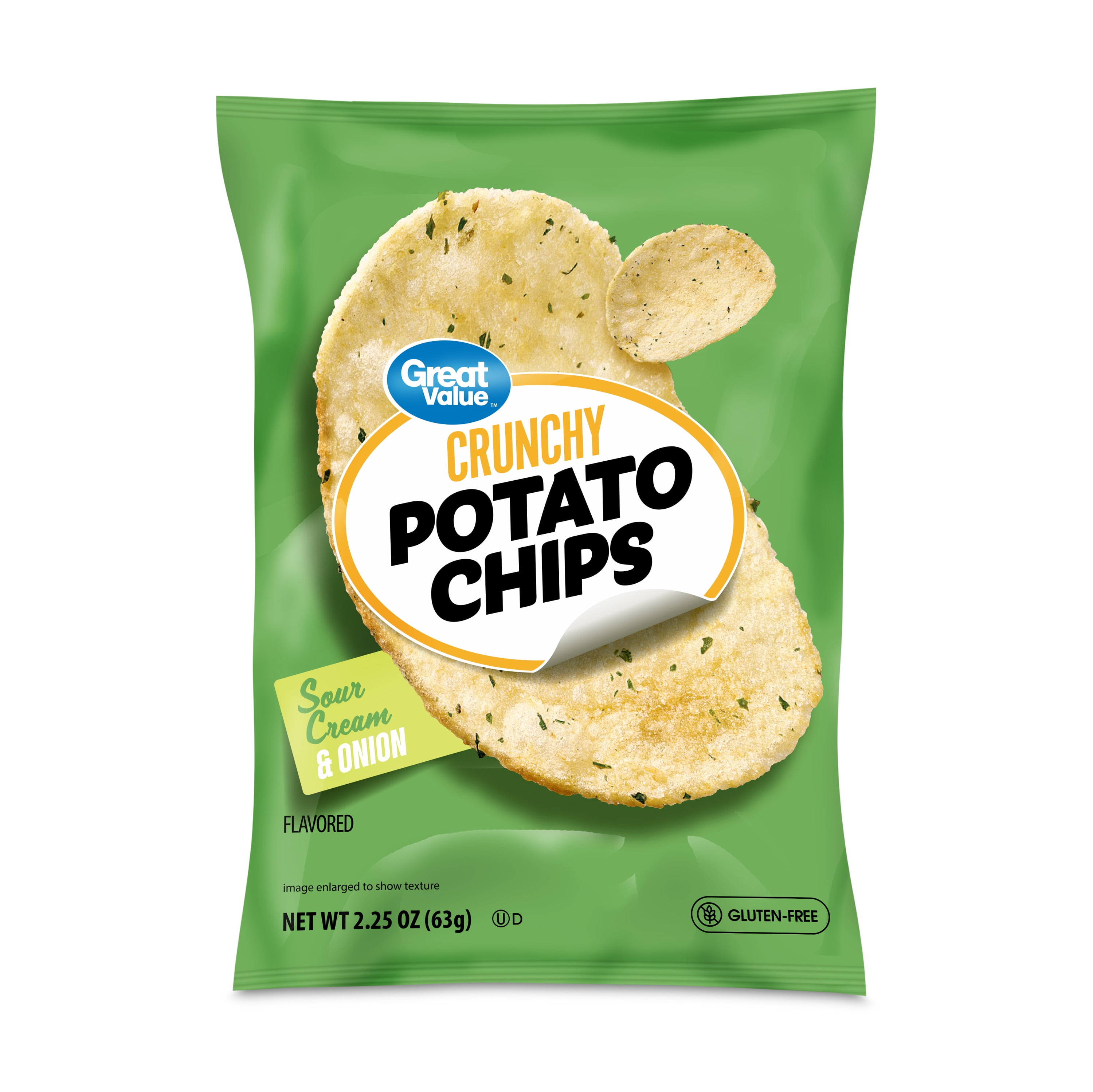 Great Value Sour Cream and Onion Chips, 2.25 oz Bag