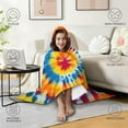thumbnail image 4 of Wearable Blanket,Colorful Rainbow Tie Dye Spiral Pattern Hooded Wearable Flannel Blanket for Adults & Teens,Winter Poncho Shawl Wrap Cape Cozy Anti-Pill,50"x60", 4 of 5