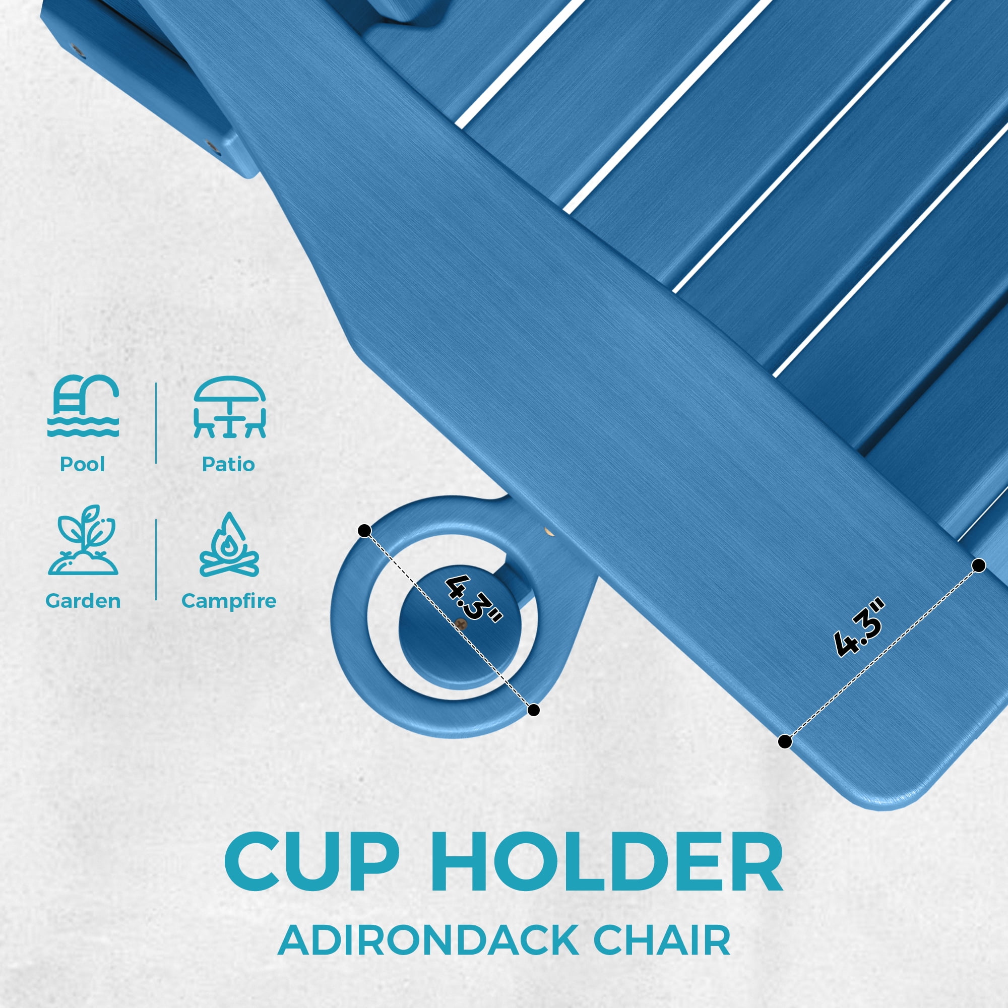 Folding Adirondack Chair Outdoor Patio Fire Pit Chairs with Cup Holder Porch Garden Navy