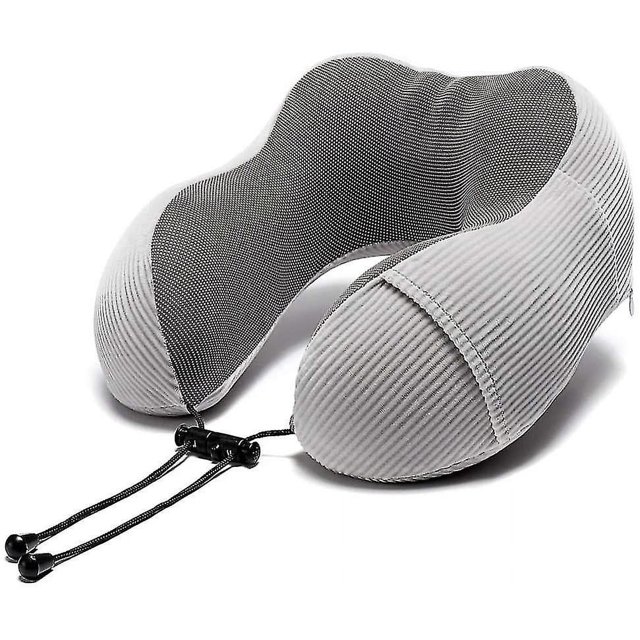 CHAO Almohada De Viaje De Espuma De Memoria,Portátil Coche Avión Viaje Espuma De Memoria Almohada En Forma De U Siesta De Oficina Plegable Hombres Y Mujeres Almohada De Cuello-Gris