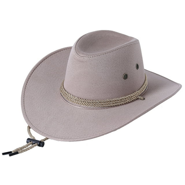 ITFABS Hommes Chapeau de Cowboy avec Menton Réglable Large Bord Accessoires