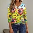 thumbnail image 5 of Women’s V Neck 3/4 Sleeve Casual Top with Butterfly Print Gradient Pattern Lightweight Pullover Blouse Shirt Yellow S, 5 of 6
