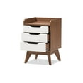 thumbnail image 3 of Baxton Studio Brighton Mid-Century Modern White and Walnut Wood 3-Drawer Storage Nightstand, 3 of 7
