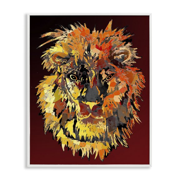 Stupell Industries Contemporary Abstract Lion Mane White Framed Giclee Art, 16 x 20, by Sebastian Grafmann