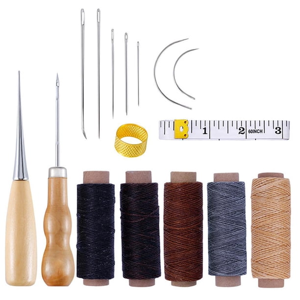 Injueey Kit de herramientas para manualidades de cuero, agujas de coser a mano, punzón, punzón, trabajo de tallado, conjunto de Groover de sillín para De coser Injueey HA021208-00