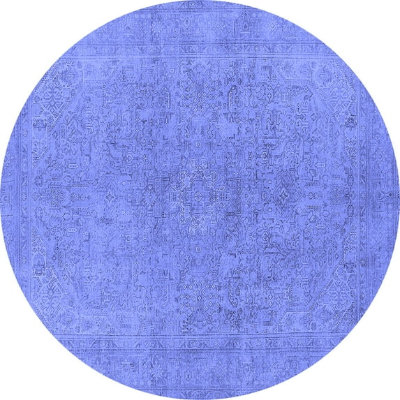 Ahgly Company Indoor Round Oriental Blue Industrial Area Rugs, 3' Round
