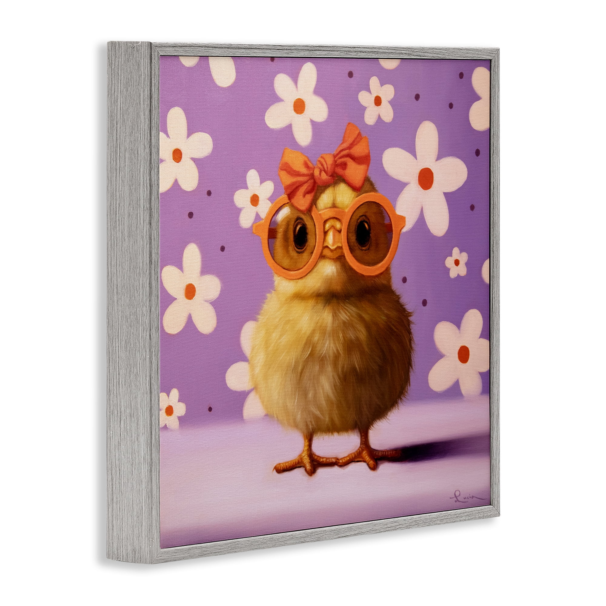 Stupell Industries Bow Peep Groovy Chick Gray Framed Giclee Art, design by Lucia Heffernan