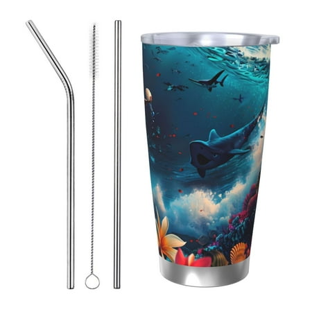 

Goofa Fantasy Underwater Adventure for 20 oz Skinny Tumbler Stainless Steel Coffee Mug Slim Vacuum Insulated Travel Cup Car Cup-Straw Three-piece Set