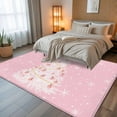 thumbnail image 5 of 8x10 Area Rugs Pink Christmas Tree Non-Skid Rubber Backing Large Rectangle Rugs - Living Room Bedroom Home Office, Winter Balls Snowflake Xmas Tree Indoor Floor Mat Carpets Washable Rug, 5 of 9
