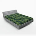 thumbnail image 2 of Ambesonne Fern Leaves Fitted Sheet, Leafy Jungle Pattern, Full Size, Lime Green Forest Green, 2 of 5