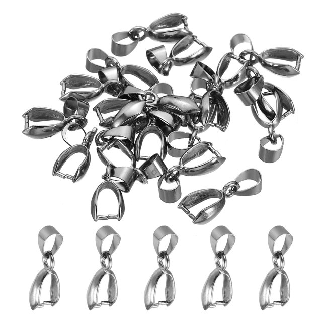 Unique Bargains Pendant Bail Clips, 20Pcs 7x20mm Metal Pendant Connector Clasp Buckle Black