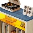 thumbnail image 3 of DEXTRUS Record Player Stand, Turntable Record Player LED Lights Stand with Vinyl Storage Holds up to 130 Albums, Walnut, 3 of 11