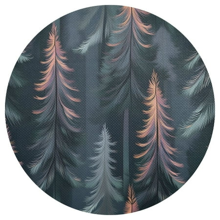 

Ryvnso Holographic Forest Pattern Round Plate Mats Dining Table Placemat 1 Piece for Holiday Decoration