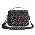 thumbnail image 2 of Dinosaur and Planet Black Pattern Insulated Lunch Box for Women Men, Medium Leakproof Cooler Bag with Adjustable Strap, 10"x6.7"x8", 2 of 6