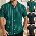 thumbnail image 5 of Hpapadks Casual Shirts for Men Short Sleeve Striped Button Down Lapel Blouses Stylish Lightweight Mens Dress Shirts Green XXXL, 5 of 5