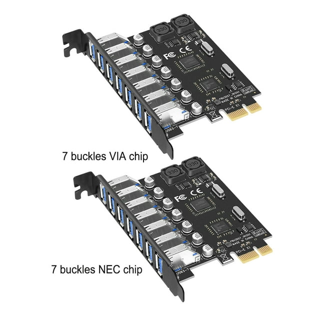 Maoww PCIE PCI-E 1 to USB 3.0 Controller Expansion Card 7 Ports Converter Computer Desktop Power Connector Adapter Adaptor Type 1