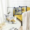 thumbnail image 4 of Set of 4 Throw Pillow Covers Sunflowers You are My Sunshine Blue Buffalo Grid Watercolor Decorative Pillow Cases Home Decor Standard Square 18x18 Inches Pillowcases, 4 of 6