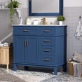 thumbnail image 2 of 36" Blue Modern Bathroom Vanity with Ceramic Sink, Soft-Close Door, and 4 Storage Drawers, offering a refined look with practical everyday functionality, 2 of 20