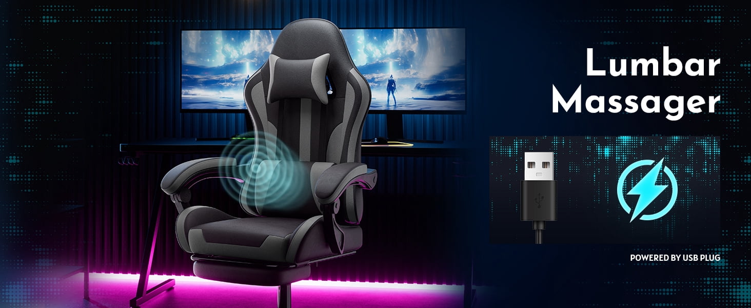 Leumius Gaming Chair,Ergonomic Office Computer Desk Chair with Footrest and Lumbar Support,360° Swivel Chairs for Office Home Gaming,Gray