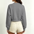 thumbnail image 5 of DIOAZUD Women's Cropped Zip up Sweatshirts Long Sleeve Full Zip Sweatshirt Jacket Collarless V Neck Casual Crop Cardigan Fall Clothes Gray S-XXL, 5 of 6