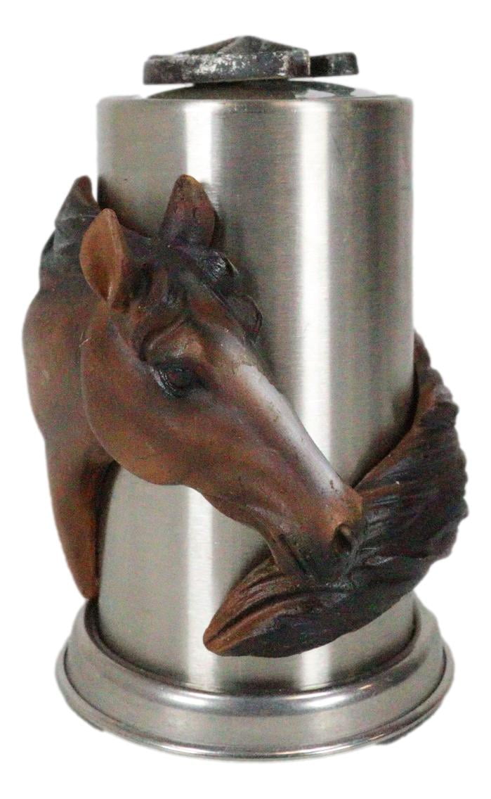 Rustic Western Country Chestnut Horse Horseshoe Spring Barrel Toothpick Holder