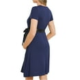 thumbnail image 4 of Bearsland Women’s Maternity Midi Dress Short Sleeve Casual Beach Pregnancy Dresses with Belt, 4 of 6