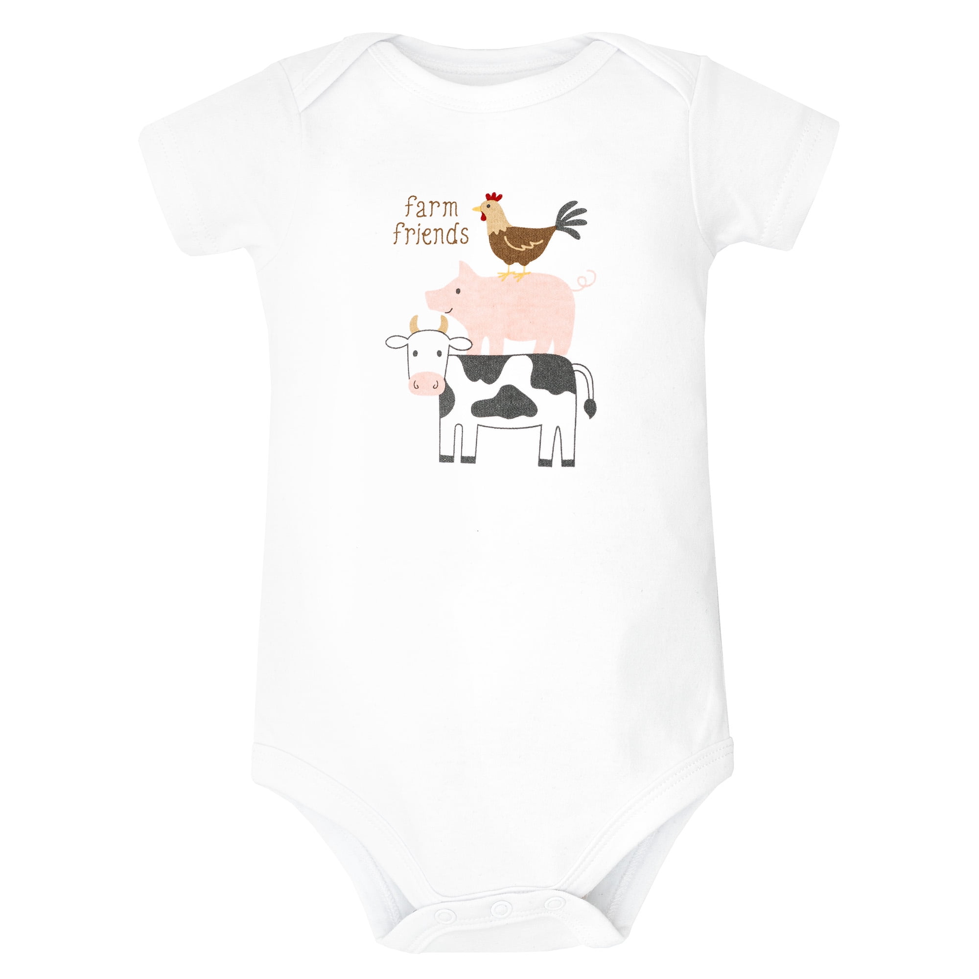 Hudson Baby Infant Cotton Bodysuits 5-Pack, Cute Farm, Preemie