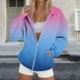 thumbnail image 2 of Holzkary Zip Up Hoodie Women Oversize Zip Sports Sweatshirt Jacket Lightweight Sports Jacket Gradient Color Long Sleeve Sweatshirts Fall Outfits 2025 O Versized Hoodies Casual Fashion Jackets Pink S, 2 of 5