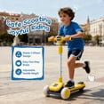 thumbnail image 4 of Track Seven Kids Ride On 3-Wheel Scooter W/Buildable Blocks, PU Flashing Wheels, 5-Position Height Adjustable, Folding Kick Scooter for Kids Aged 3+, Yellow, 4 of 9