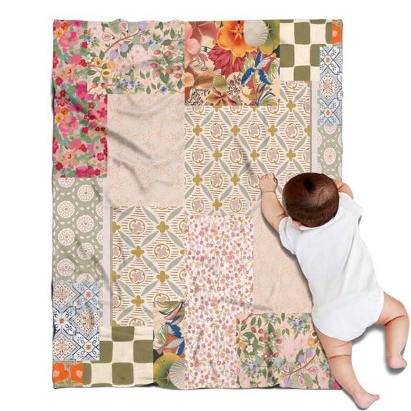 Pioneer Flower Floral Print Pattern Blanket,Comfortable Soft Flannel Throw Blanket,All Season,Warm Lightweight Blankets for Sofa Bed Couch Living Room Chair,30"x40"